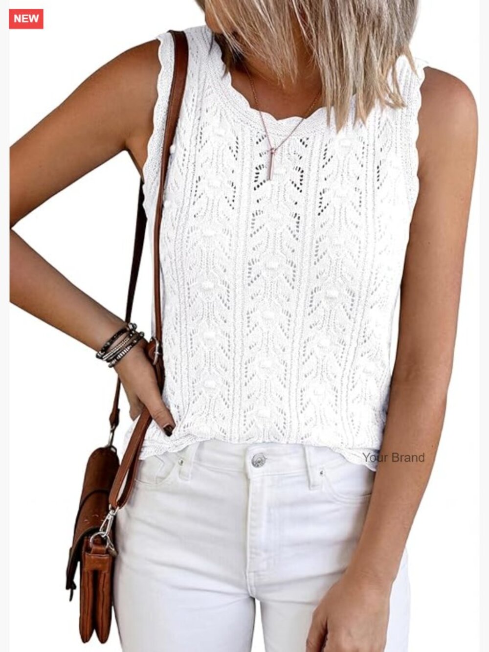 Hollow Out Crochet Tank Top Sleeveless Loose Sweater Vest Beach Cover Up